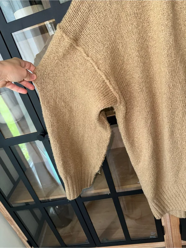 Free People‎ sweater Brookeside tunic Oversized V-Neck Chunky Knit Boho Slouch - Image 6