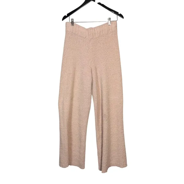 SKIMS Cozy Knit Wide Leg Lounge Pants Beige L XL Fuzzy Cozy‎ Comfortable Winter - Image 2