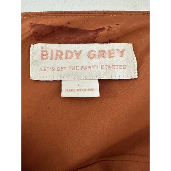 Birdy Grey Women L Rust Satin Cowl Neck Maxi Dress Bridesmaid Wedding Guest - Image 5