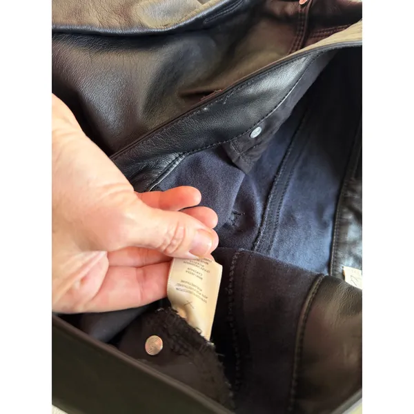 Unpublished Leather Look Wide Leg Pants Size 29 Black Faux Leather Denim Style - Image 9
