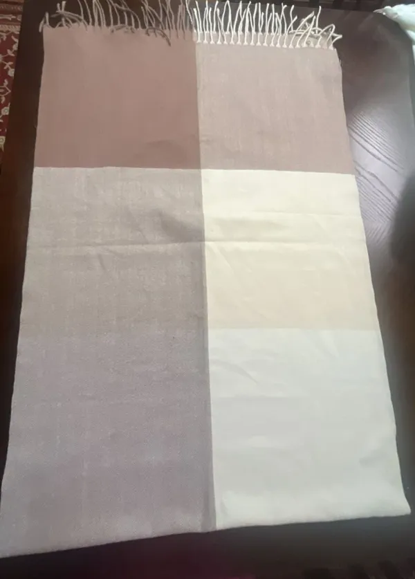 Cashmere - Firenze - Brown and Beige Colorblock Pattern Fringe Scarf - Image 2