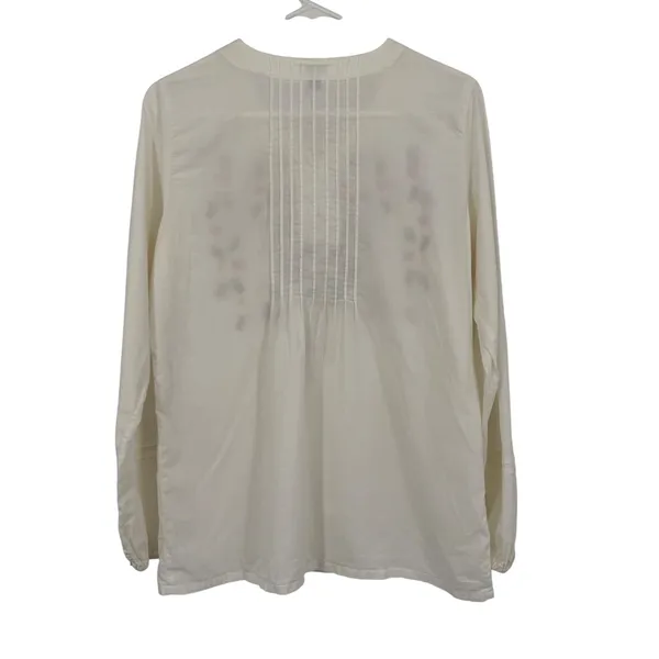 Relativity Womens White Cotton Embroidered Pintuck Long Sleeve Peasant Blouse S‎ - Image 6