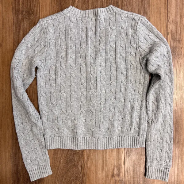 Brandy Melville Gray Chunky‎ Cable Knit Cardigan Button Y2K Bella Swan Sweater - Image 3