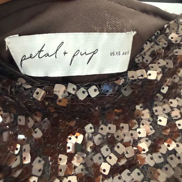 Petal + Pup sz XS Brown Sequin Mini Skirt‎ Party Glam Night Out Sparkly - Image 5