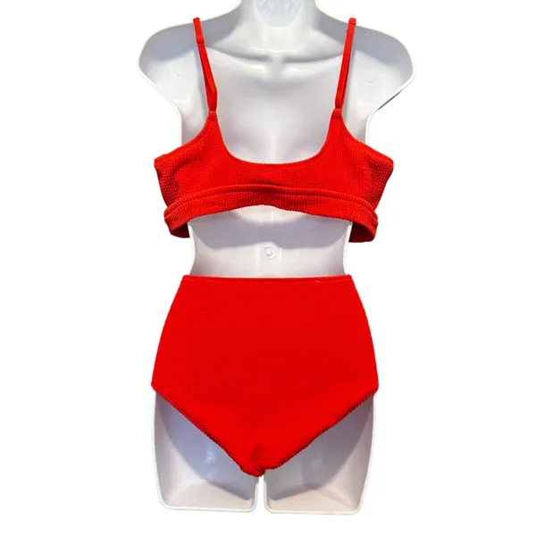 Aerie Bikini Set XXL Orange NWT High Waist Swimsuit Cutout Beach Vacation Summer - Image 3