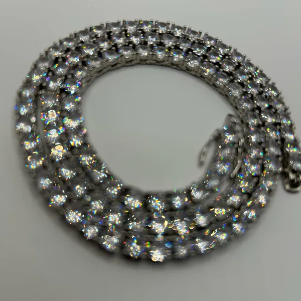 Moissanite Iced Out Tennis Chain Silver 5mm 22 Inches Brand New VVS1 Fast Ship - Image 2