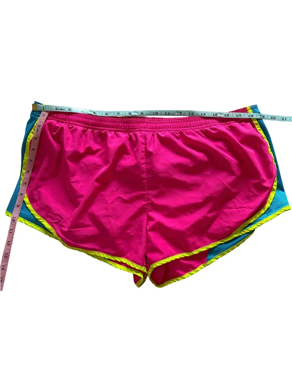 Derek Heart Neon Pink Blue Running Shorts XXL Built In Brief Y2K - Image 4
