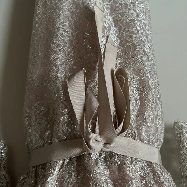 Shoshanna Lace 3/4 sleeve, light pink/silver dress - Size 6 - Image 4