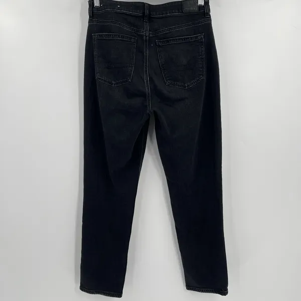 American Eagle Mom Straight Jeans Black Distressed Denim Women's Size 4‎ Short - Image 5