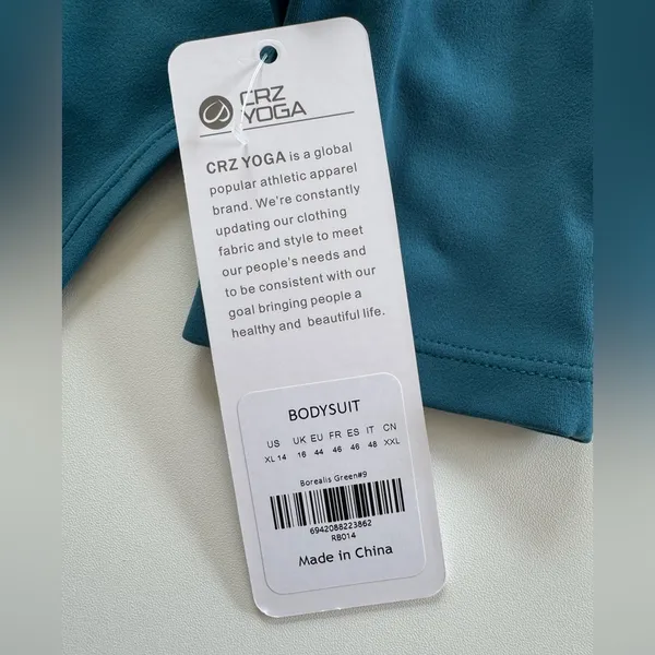 NWT CRZ YOGA Butterluxe Long Sleeve Bodysuit Mock Turtleneck in Borealis Green - Image 4