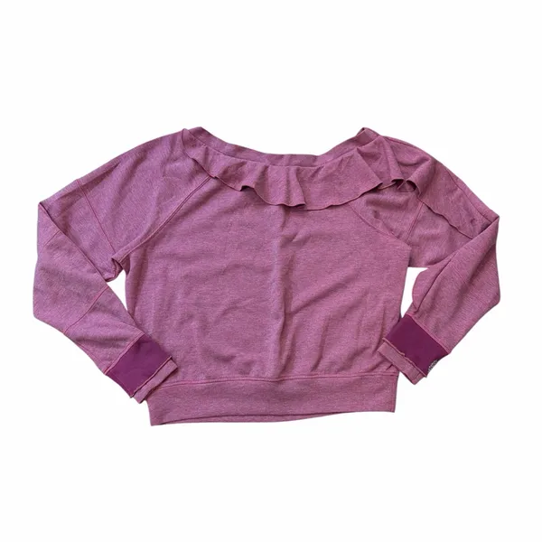 FP Movement by Free People Flounce Tech Fleece Ruffle Off Shoulder Top - Image 4