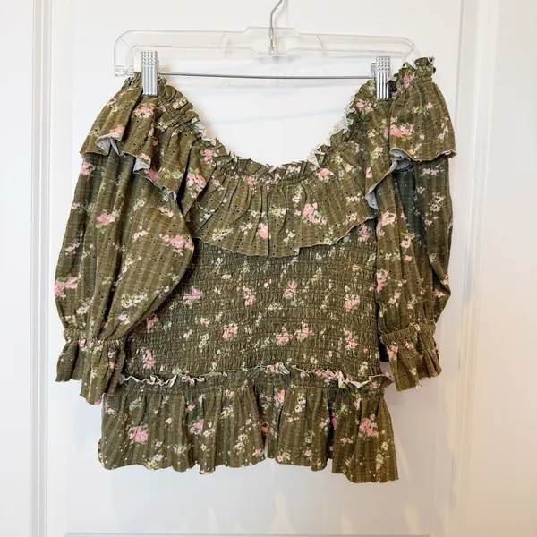 Free People Milkmaid Peasant Top Medium‎ Cottagecore Woodland Fairy Boho Forest - Image 3