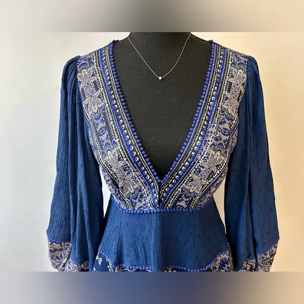 Free People My Love Mini Indigo Dress Size Small - Image 6