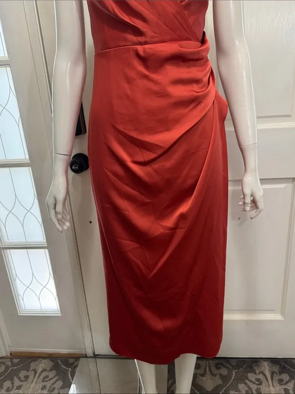 Jay Godfrey Prime Asymmetric Spaghetti Strap Satin Wrap Dress | Size 4 - Image 4