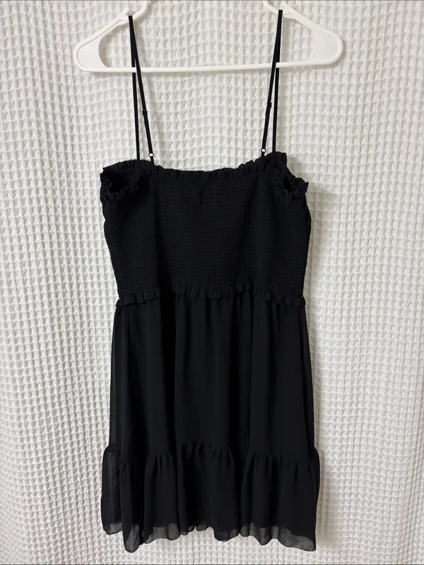 Aritzia Wilfred Tempest Sleeveless Mini Dress Smocked Black Large NWT - Image 10