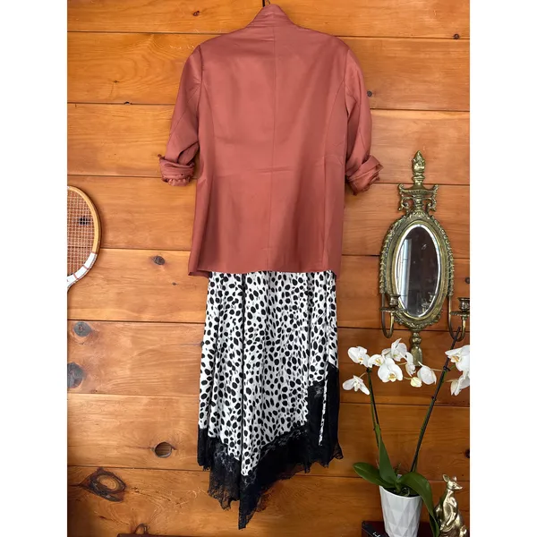 Lost Ink Leopard Print Midi Dress & Single Breasted Blazer Black White Bundle 2X - Image 2