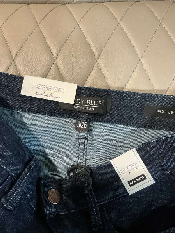 Judy Blue Dark Blue Braided Trim Wide Leg Jeans - Image 4