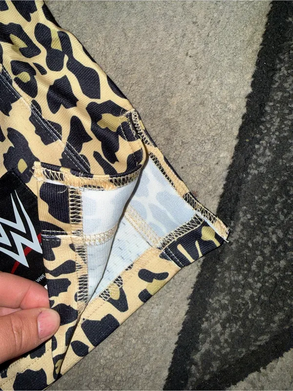 WWE Mitchell & Ness WrestleMania Vegas Leopard Print Jersey - Tan & Black - Image 11