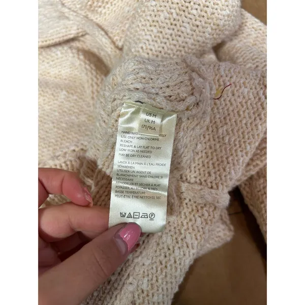 Free People Bright Lights Open Knit Dolman Sweater Cream Medium Beach Coastal‎ - Image 5