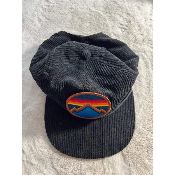 Aviator Nation Black Corduroy Snapback Hat With Mountain Patch & Mesh Lining - Image 3