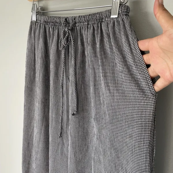 T & Company Vintage Gingham Wide Leg Pants Cottagecore Black White Womens Size 8 - Image 7
