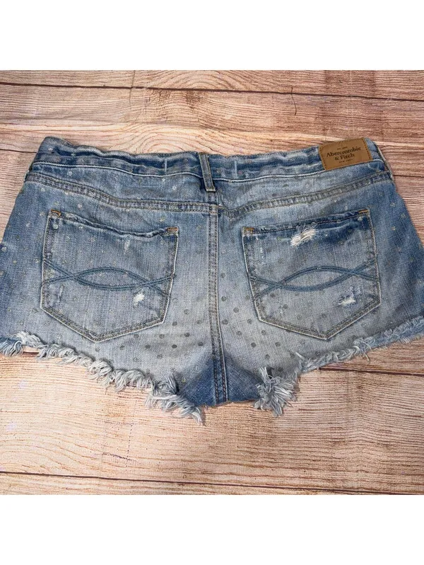 Abercrombie & Fitch Distressed Polka Dot Denim Shorts Women’s Size 6 - Image 7