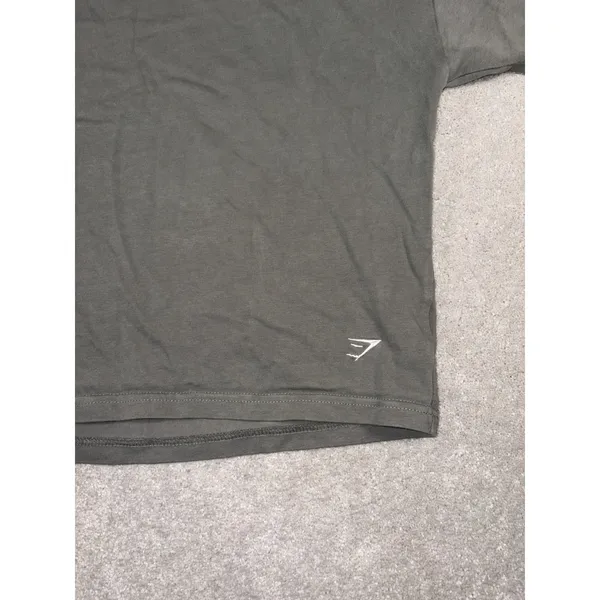 gymshark gray oversized cropped t shirt large embroidered logo - Image 2