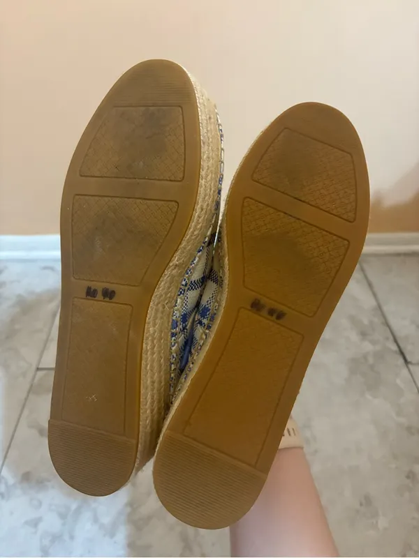 Tory Burch Florence Plaid Platform Espadrilles in Blue & White Jute - Image 10