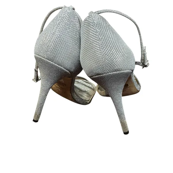 Badgley Mischka Shoes‎ Womens Size 9.5 Silver Strappy Ankle Strap Sandals Heels - Image 8