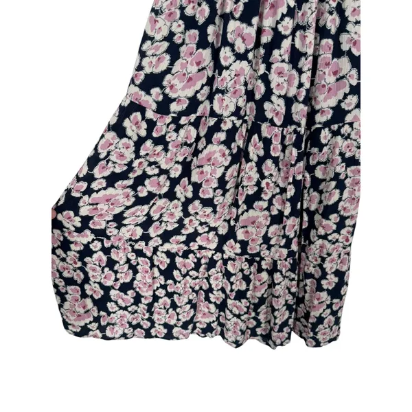 Abercrombie & Fitch Womens Floral Smocked Puff Sleeve Tiered Midi Dress Sz Small - Image 13