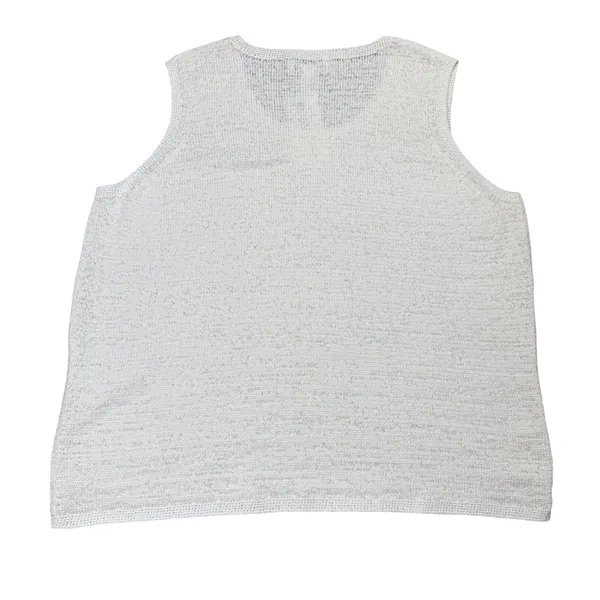Pendleton Knit Shell Tank Women 1X Coastal Grandma Cream Sleeveless‎ Sweater Vtg - Image 3