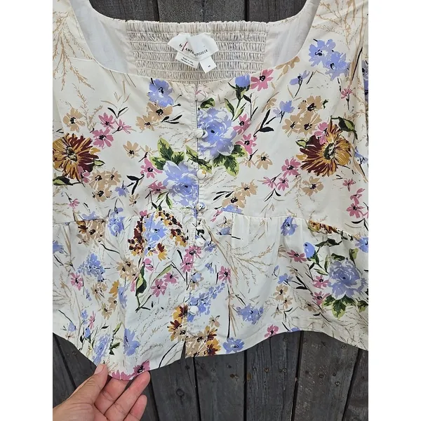 by Anthropologie Floral Corset Smocked Back Size Medium - Image 4