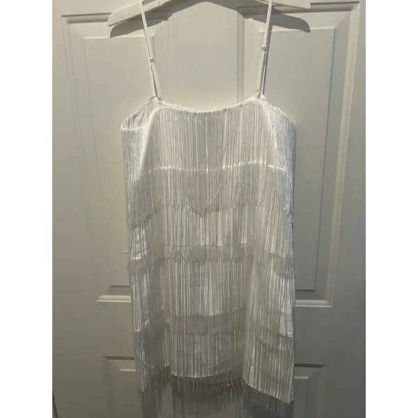 New Women’s A New Day Fringes Lined Dress Stretchy White size Xs - Image 5
