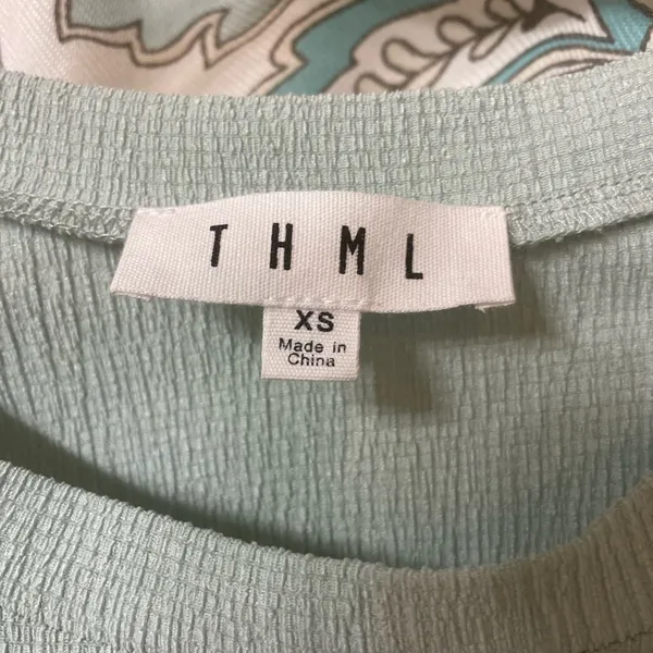 THML Green Puff Sleeve Blouse with Peter Pan Collar - Image 3