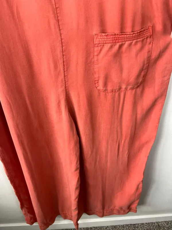 Anthropologie Saturday Sunday Ilene Button Front Jumpsuit Orange Pockets Fall Sm - Image 14