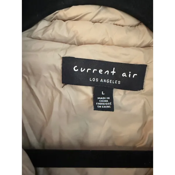 Current Air Tan Cropped Puffer Jacket Womens Large Popcorn Smocked Zip Up Beige - Image 2