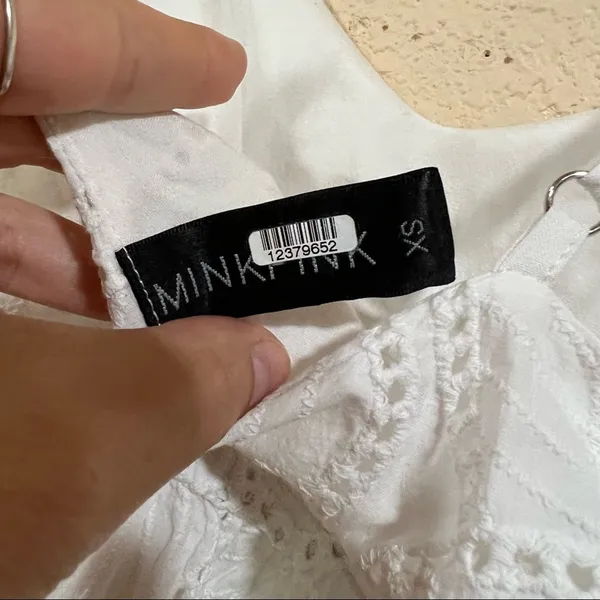 Minkpink White Nirvana Embroidered Leaf Swing Mini Dress XS - Image 8