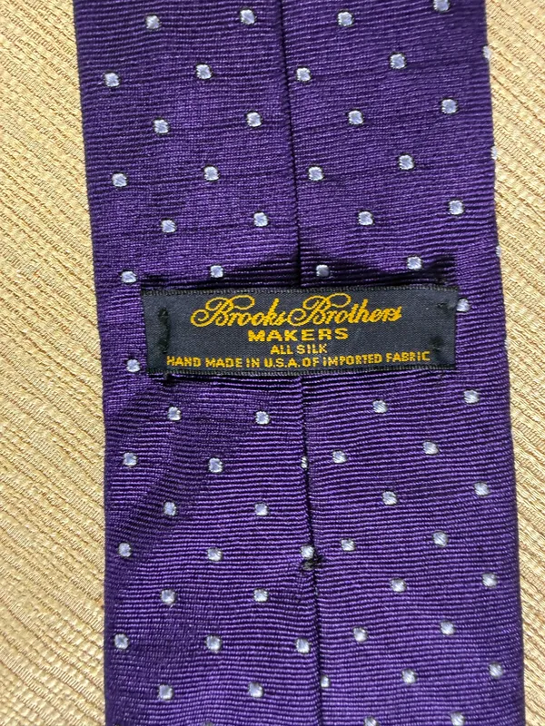 Brooks Brothers Makers Silk Tie Purple Blue Dot Extra Long 61” Made USA - Image 5
