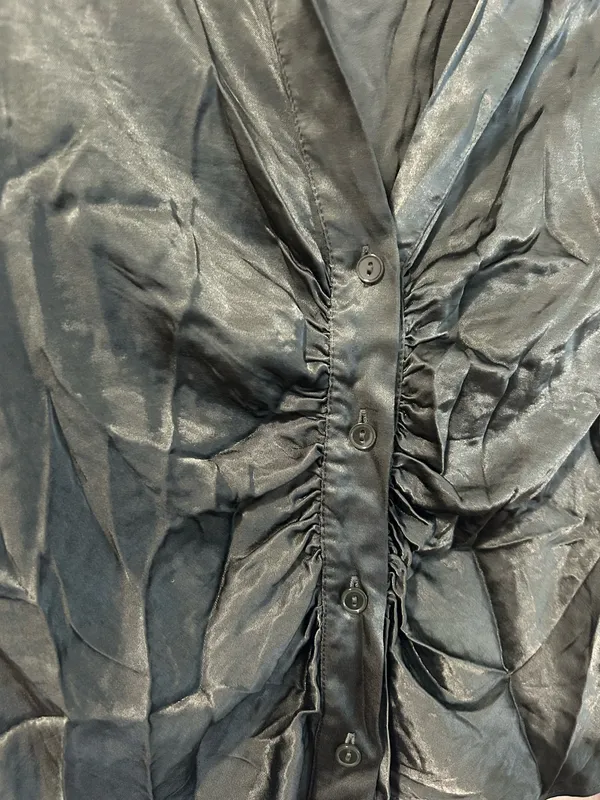 ZARA Satin Green Blouse Button-Up - Image 2
