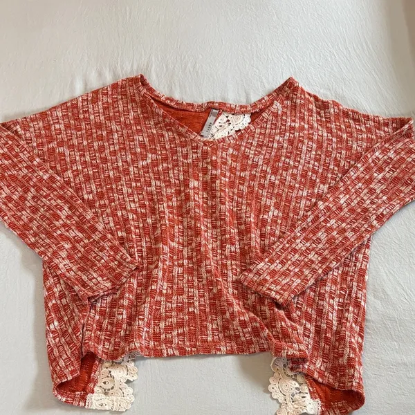 Entro Textured Orange and Cream Sweater - Image 5