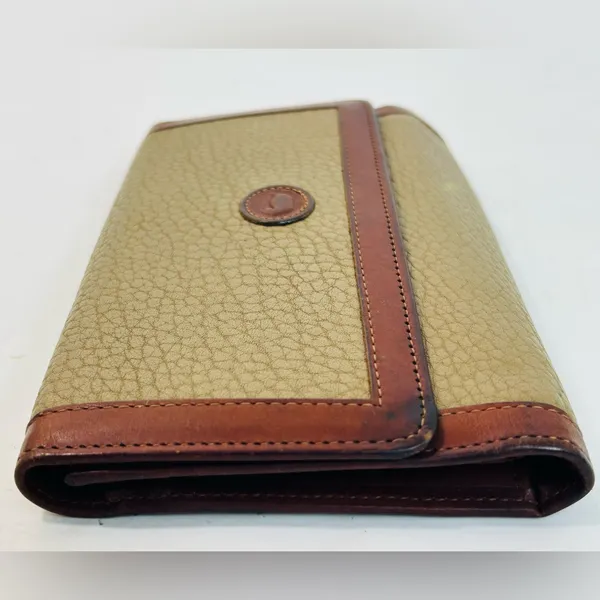 Vintage Dooney & Bourke All Weather Leather Checkbook Wallet, Taupe/British Tan - Image 3