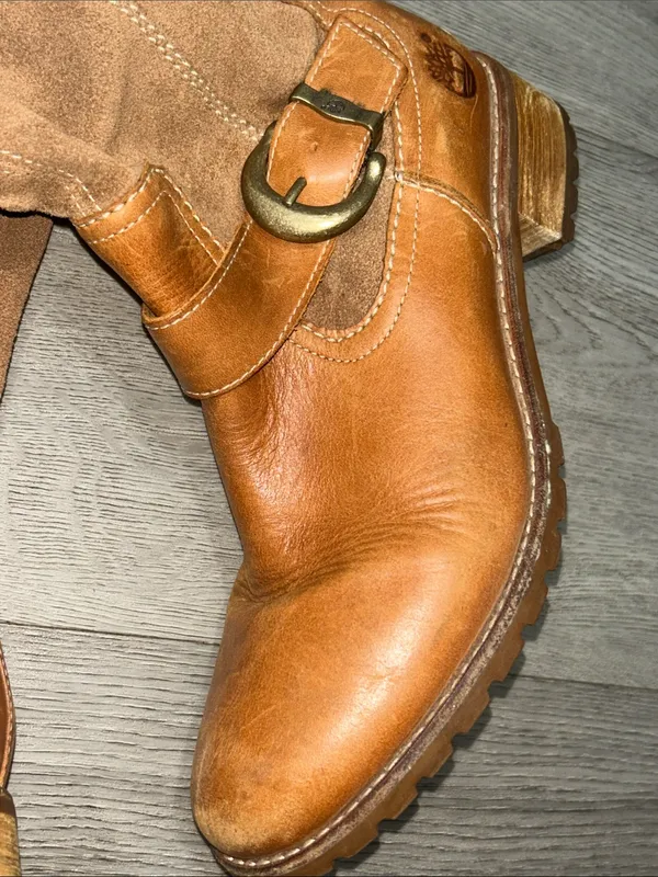 Timberland Women's Tan & Brown Leather Suede Mid-Calf Riding Boots 8.5W - Image 6