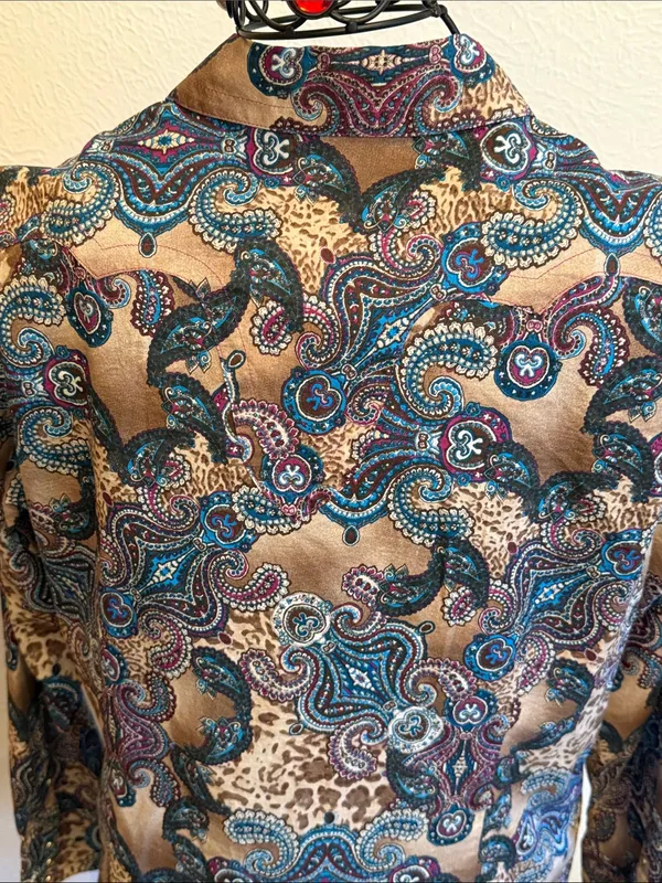 🐂🐂🐂BOGOHO🐂🐂🐂Ariat Tan Paisley Print Pearl Snap LS Shirt-Large - Image 10