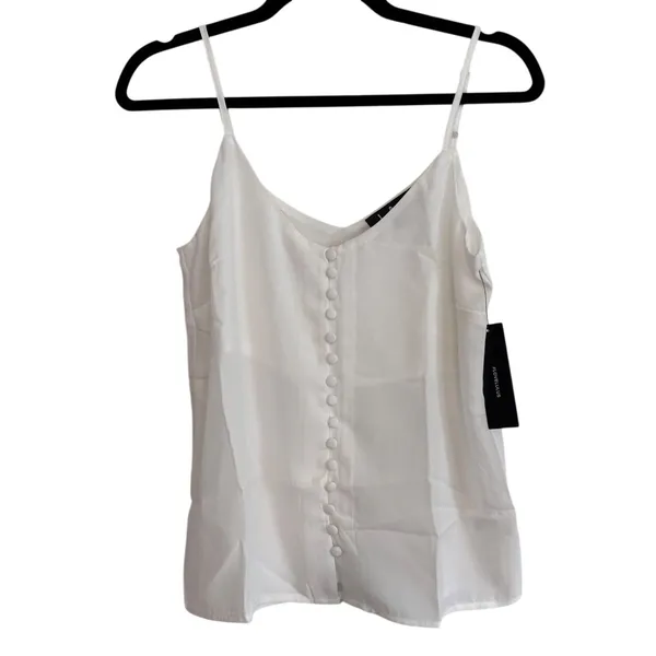 Lulus White Button Front Camisole V-Neck Adjustable Strap Tank Top‎ XS New - Image 2