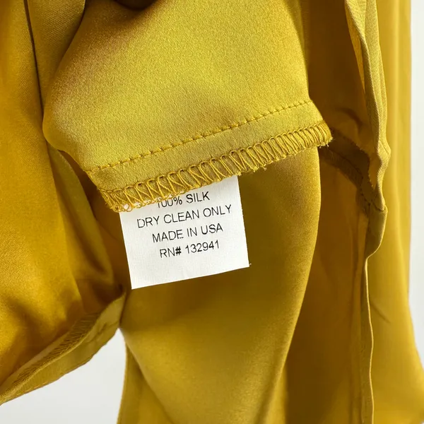 Amanda Uprichard Blouse Large NWT Mustard 100% Silk Zip Sleeveless Chartreuse - Image 8