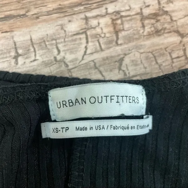 Urban Outfitters Claudia Dress Ribbed Knit Plunging Mini Size XS Black - Image 6