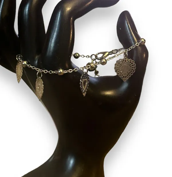 Silver Tone Heart Charm Bracelet/Anklet - Image 3