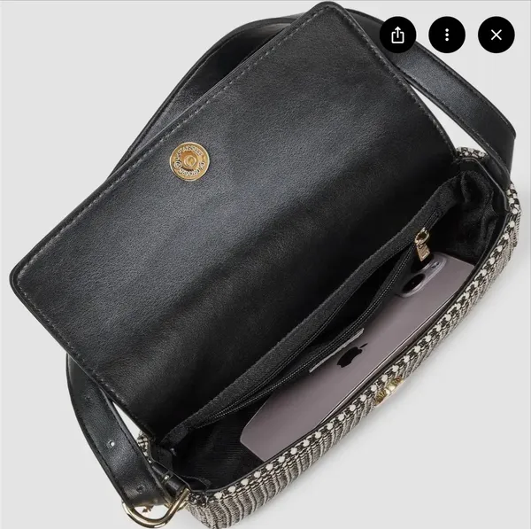Flap Shoulder Bag- A New Day Black/Woven Polypropylene, Adjustable Strap, Lightweight Design - Image 3