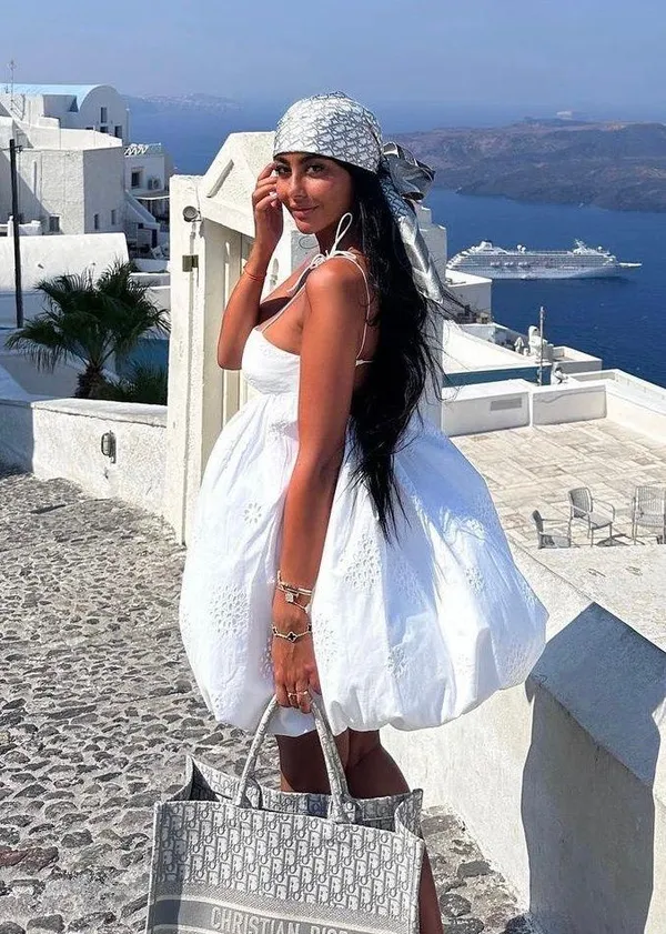 dress mini crochet balloon embroidered white boho vacation casual summer - Image 2