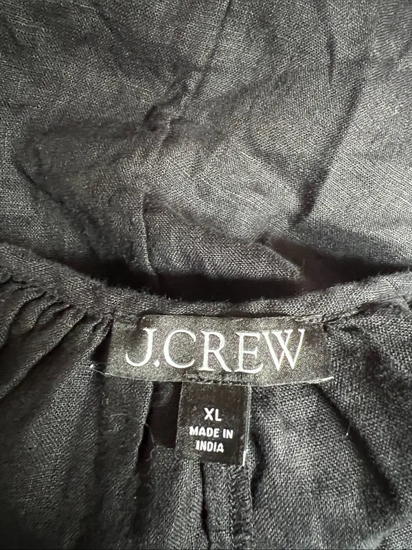 J.Crew Black Linen Short Sleeve Dress XL - Image 3